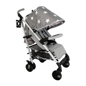 My Babiie Pram Billie Faiers Grey Star hood up
