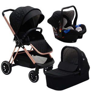 My Babiie Pram 3-in-1 Travel System Billie Faiers Rose Gold & Black Quilted