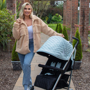 My Babiie Pram Billie Faiers Quilted Aqua real life photo with Billie Faiers 