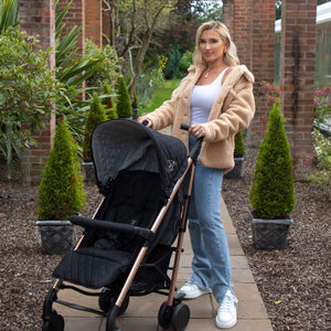 My Babiie Pram Billie Faiers Quilted Black real life photo with Billie Faiers 