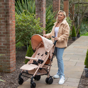 My Babiie Pram Billie Faiers Rose Gold Blush real life photo with Billie Faiers 