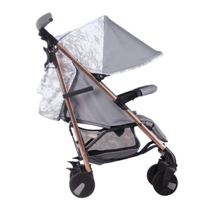 My Babiie Pram Samantha Faiers Grey Marble side on view with hood up 