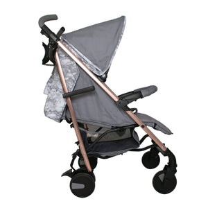 My Babiie Pram Samantha Faiers Grey Marble side on view with hood down 
